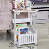 White Round Small Side End Table Beside Coffee Tea Desk Storage Organizer Rack