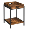 HOOBRO Side Table Sofa Table with Removable Tray Snack Tray Table Industrial