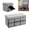Linen Folding Storage Box Ottoman Seat Stool Storage Boxes Footstool with Drawer