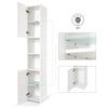Mondeer Tall Bathroom Cabinet Slim Cabinet w/ 2 High Gloss Doors 6 Shelves White