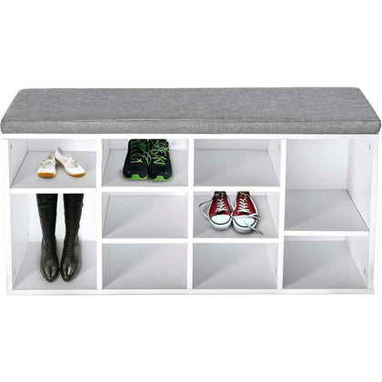 Shoe Rack Storage Cabinets Bench Hallway Footwear Shoes Stool with Seat Cushion
