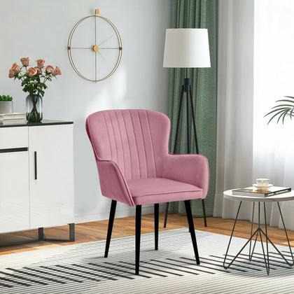 Velvet Dining Chair With Metal Legs Leisure Oyster Armchair For Living Room Cafe