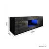Black 2 Doors TV Stand TV Unit Cabinet High Gloss Fronts Sideboard RGB LED Light