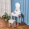 White Small Dressing Table Mirror & Stool Set (3 Drawers) Bedroom Makeup Desk