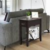 2-Tier End Table W/ Drawer & Double Shelves Narrow Tiered Nightstand for Bedroom