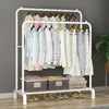 Houseware Double-Rail Garment Rack Metal Hang Dry Clothing Rail Hanging Clothes