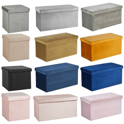 Folding Ottoman Chest Solid Sturdy Storage Space Saving Bedding Box Trunk