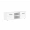 Modern White LED TV Unit Cabinet Stand Matt Body And High Gloss Doors Lights
