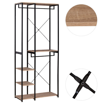 Heavy Duty Clothes Rail Adjustable Rack with 4 Tiers Shoe Rack Shelves Storage