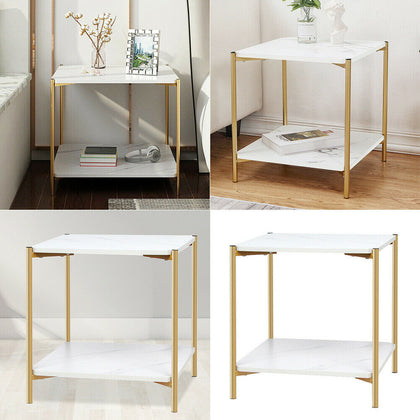 2 Tier Nordic Side End Table Coffee Marble Bedside Living Room Desk Sofa Table