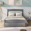 3FT SINGLE SIZE WOODEN BED WITH STORAGE DRAWER SOLID PINE WOOD BED FRAME GREY