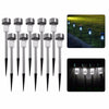 10 x STAINLESS STEEL SOLAR LIGHTS POWERED GARDEN POST PATH LED LAWN PATIO XMAS