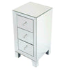 Mirrored Glass Bedside Table cabinet 3 Drawers and Crystal Handles Bedroom Furni