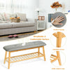 2-Tier Bamboo Hallway Shoe Bench Rack Stand Organiser Storage Upholstered Seat