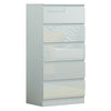 White Gloss Chest of 5 Drawers Modern Style 121.5cm Tall.White Bedroom Furniture