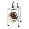 End Table with Book Shelf 22" Side Table with Angled Undershelf & Wheels, Birch