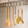 6 Hooks Holder Wall Hooks Movable Fixture Storage Rack Rail Utensil Tool Kitchen