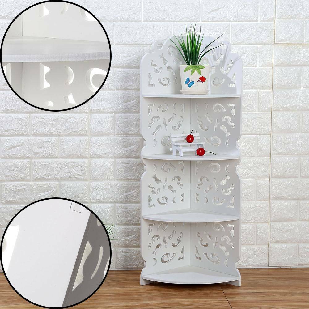 Corner Shelf Stand 4 Tiers Organizer Rack Bathroom Kitchen Storage Display Unit