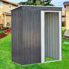 Metal Garden Shed Outdoor Flat Roof Tool Storage House Organizer w/ Sliding Door