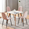4Pcs Argyle Velvet Dining Chairs Metal Leg Side Chair Fabric Upholstered Kitchen