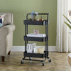 Mobile Rolling Kitchen Trolley Cart 3 Tiers Storage Rack Organizer Mesh Tray UK
