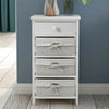 4 Drawer Basket Drawers White Cupboard Cabinet for Bedroom Living Room Bathroom