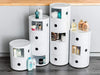WHITE MODERN STORAGE CABINET ROUND KITCHEN BATHROOM HALLWAY CORNER DRAWER UNIT