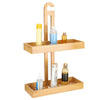 2 Tiers Bamboo Bathroom Shower Shelf Caddy Basket Shampoo Storage Shelves Holder