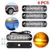 4X 6LED AMBER RECOVERY 12/24V CAR STROBE LIGHTS ORANGE GRILL BREAKDOWN FLASHING
