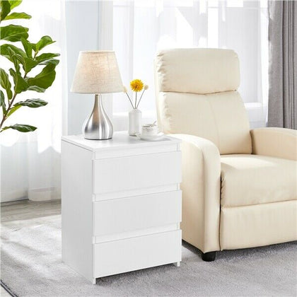 Simple 3-Drawer Vertical Side Table, Storage Nightstand for Living Room/Bedroom