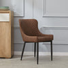2X Brown/Grey Faux leather/Velvet Dining Chairs Set Kitchen Dining Room Chairs