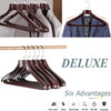 5x Premium Walnut Wooden Clothes Suit Coat Hangers Trousers Rack with Broad Ends