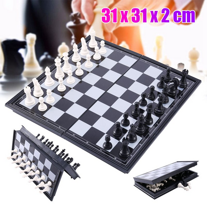 Large Chess Wooden Set Folding Chessboard Magnetic Pieces Wood Board