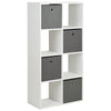 White 8 Cube Shelving Unit Furniture Shelf 4 Grey Fabric Storage Boxes