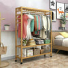 Wooden Clothes Rail Scarf Cap Hanging Garment Coat Rack Heavy Duty Rolling Stand