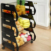 3 Tier Hanging Fruit Vegetable Baskets with Wheel-Metal Wire Wall Storage Basket
