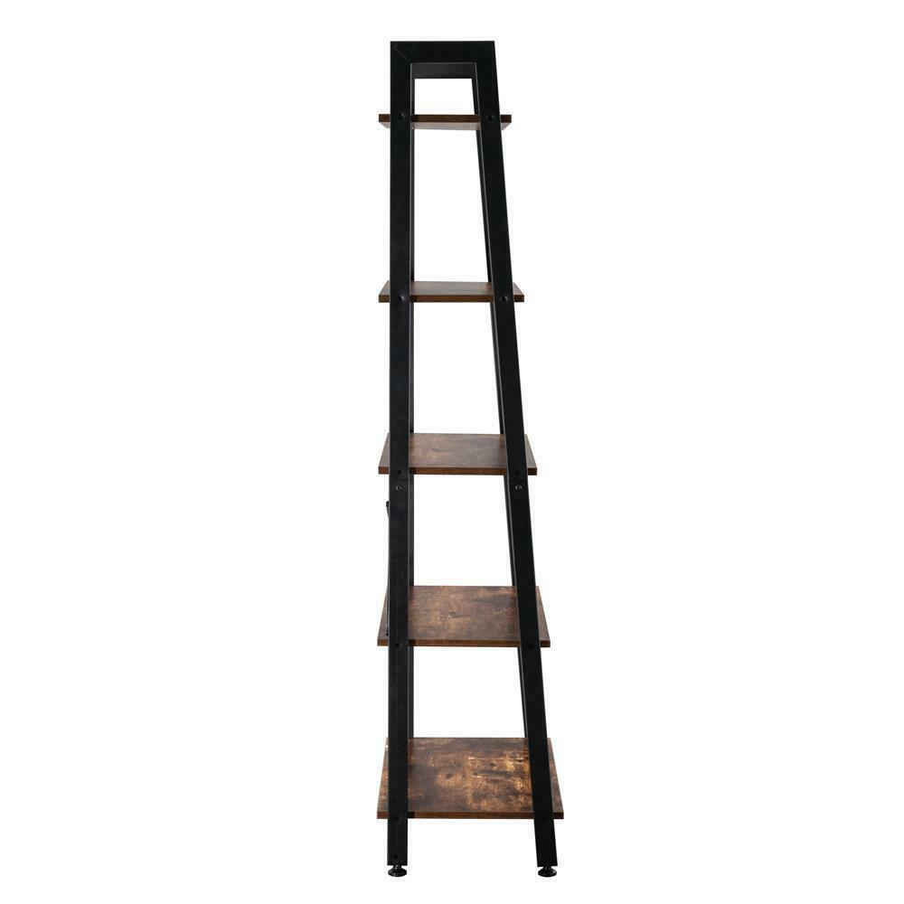 5-Tier Ladder Shelf Bookcase Bookshelf Plant Flower Stand Storage Metal Frame