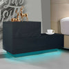 High Gloss Bedside Table Nightstand Cabinet Chest Of 2 Drawer RGB LED Light