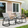 3 Pieces Outdoor Patio Bistro Set w/ 2 Rocking Chairs and Small Coffee Table