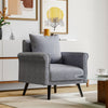 Upholstered Armchair Retro Linen Fabric Chair with Cushion Living Room Reception