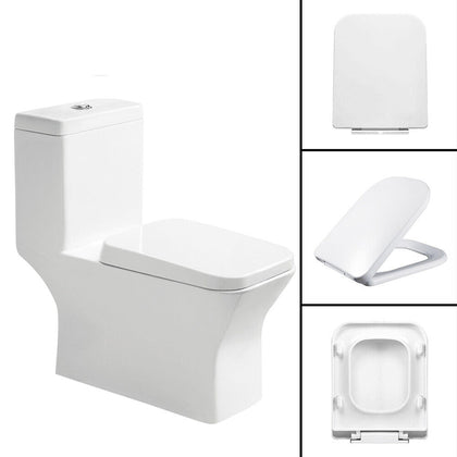 Luxury Square Toilet Seat Heavy Duty White Soft Close Top Quick Release Hinges