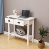 Modern White Console Table with 2 Drawers Hall Desk Shelf Storage Furniture