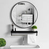 Large Industrial Style Round Wall Mirror Brushed Black Metal Frame 60cm Mirror