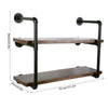 2 Tiers Industrial Iron Pipe Shelf Retro Wall Mounted Shelving With Wood Board