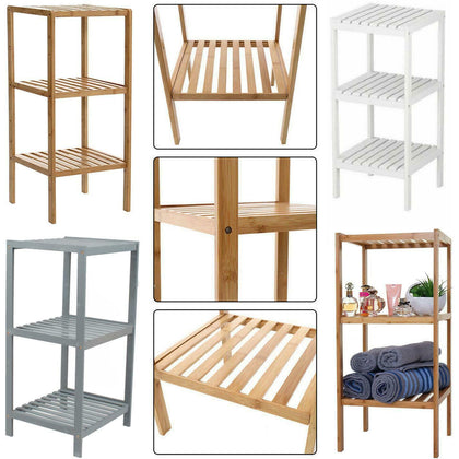 3 Tier Book Shelf Unit Bamboo Book case Bathroom Kitchen Storage Rack Display