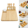 Large Natural Bamboo Cheese Board Set includes 4 Cheese Knives Cutting & Serving