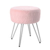 Plush Stool Pouffe Shaggy Faux Fur Foot Metal Legs Ottoman Vanity Chair Padded
