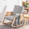 2 Pcs Rocking Chair Lounge Armchair Solid Wooden Frame Sofa Upholstered Chair