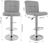 2 x Bar Stools Kitchen Breakfast Chairs with Swivel Gas Lift Adjustable Height