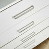 Chest of Drawers White Bedroom Furniture 5 Drawer Silver Handles Metal Runners